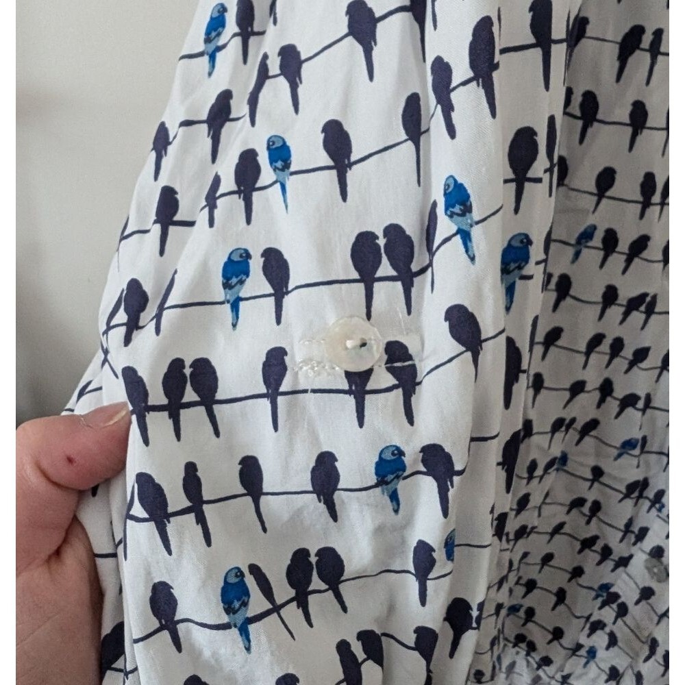 Jane and Delancey Bird Novelty Print Button Down Roll‎ Tab Blouse Plus Size 3X - Picture 3 of 8